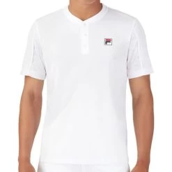 Fila White Line Short Sleeve Henley -Tennis Promotion Store TM31D099 100